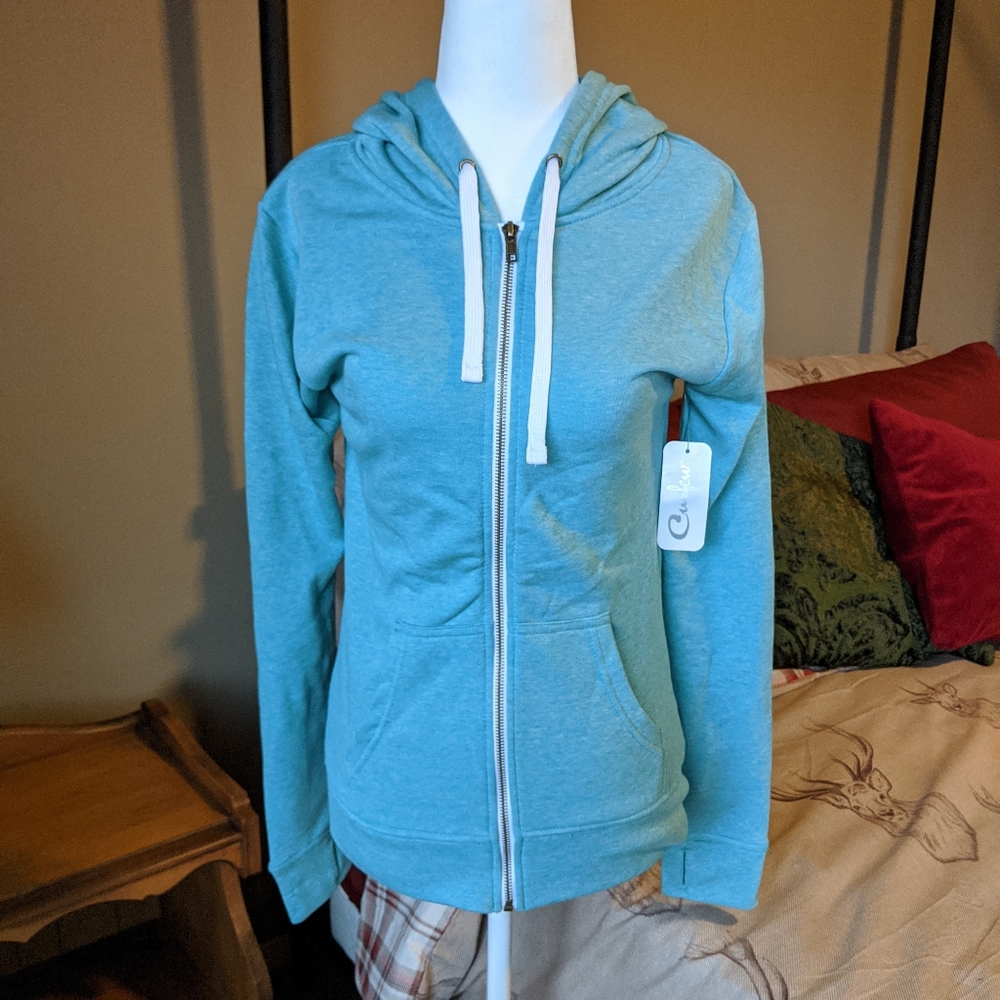 Aqua blue zip sweater